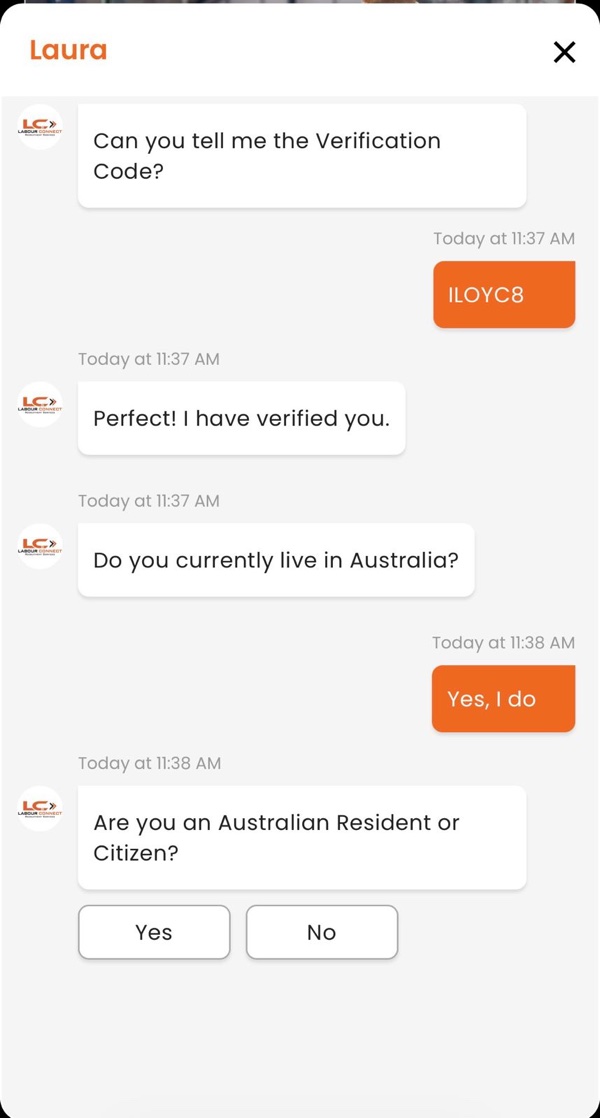 Laura asks if you are an Australian resident or citizen
