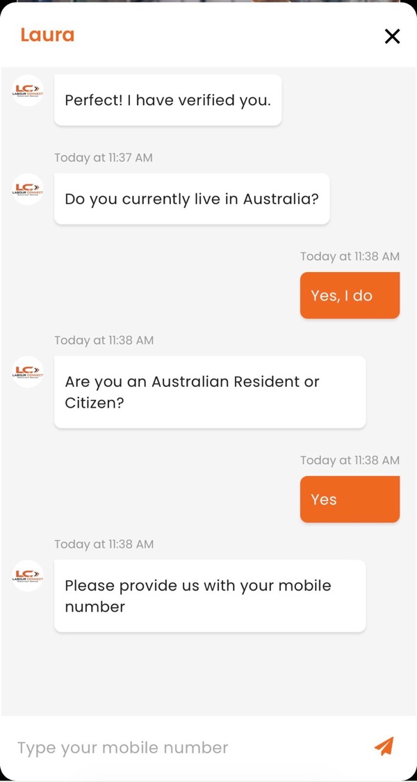 Laura asks for your mobile number